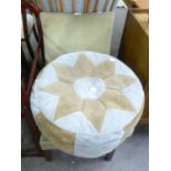 MID CENTURY NURSING CHAIR AND A 70's RETRO POUFFE (2)