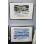 JAL POV? TWO PAIRS OF ARTIST SIGNED LIMITED EDITION COLOUR PRINTS Oyster Catchers Wolf’s Winter