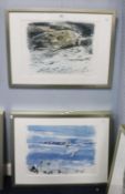 JAL POV? TWO PAIRS OF ARTIST SIGNED LIMITED EDITION COLOUR PRINTS Oyster Catchers Wolf’s Winter
