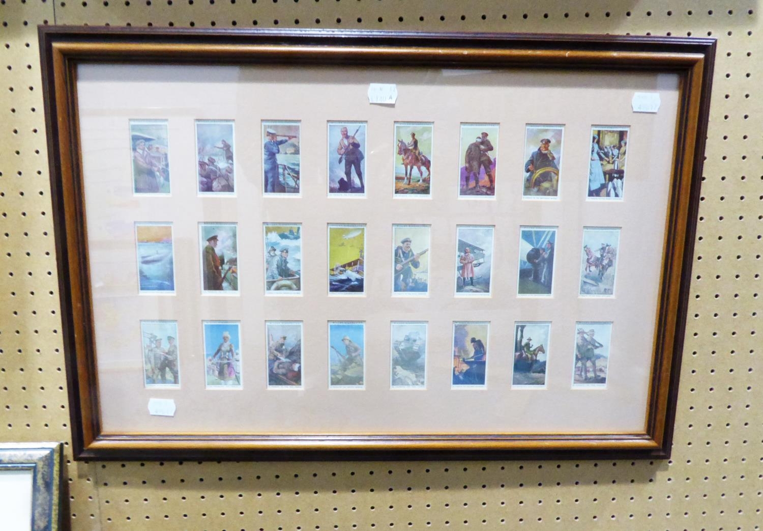 A SET OF 24 WILL'S 'BRITAINS PART IN THE WAR' CIGARETTE CARDS, FRAMED AND GLAZED