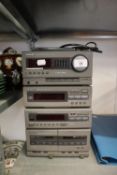 TECHNICS MINI STACKING SYSTEM, AMP, TUNER, CD, DOUBLE CASSETTE DESK WITH REMOTE (UNTESTED)