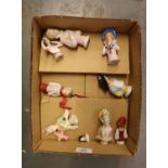 NINE CHINA HALF DOLLS, and a MINIATURE PORCELAIN DOLL’S HEAD AND SHOULDERS, (10)