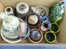 ASSORTED STUDIO POTTERY INCLUDING; SOME DENBY, GLYNN COLLEGE DESIGN PLUS TREACLE GLAZED AND GREEN