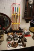 VARIOUS VINTAGE COLLECTIBLE ITEMS TO INCLUDE; CROQUET SET, OLD GAMES, VIZ CHESS, DOMINOES ETC. 2