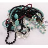 LONG SINGLE-STRAND NECKLACE OF FACETED JET BEADS, 60in (152.4cm) long; a similar NECKLACE, 16in (