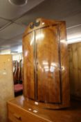 NINETEENTH CENTURY MAHOGANY BOW FRONT CORNER CABINET, WITH SHAPED TOP