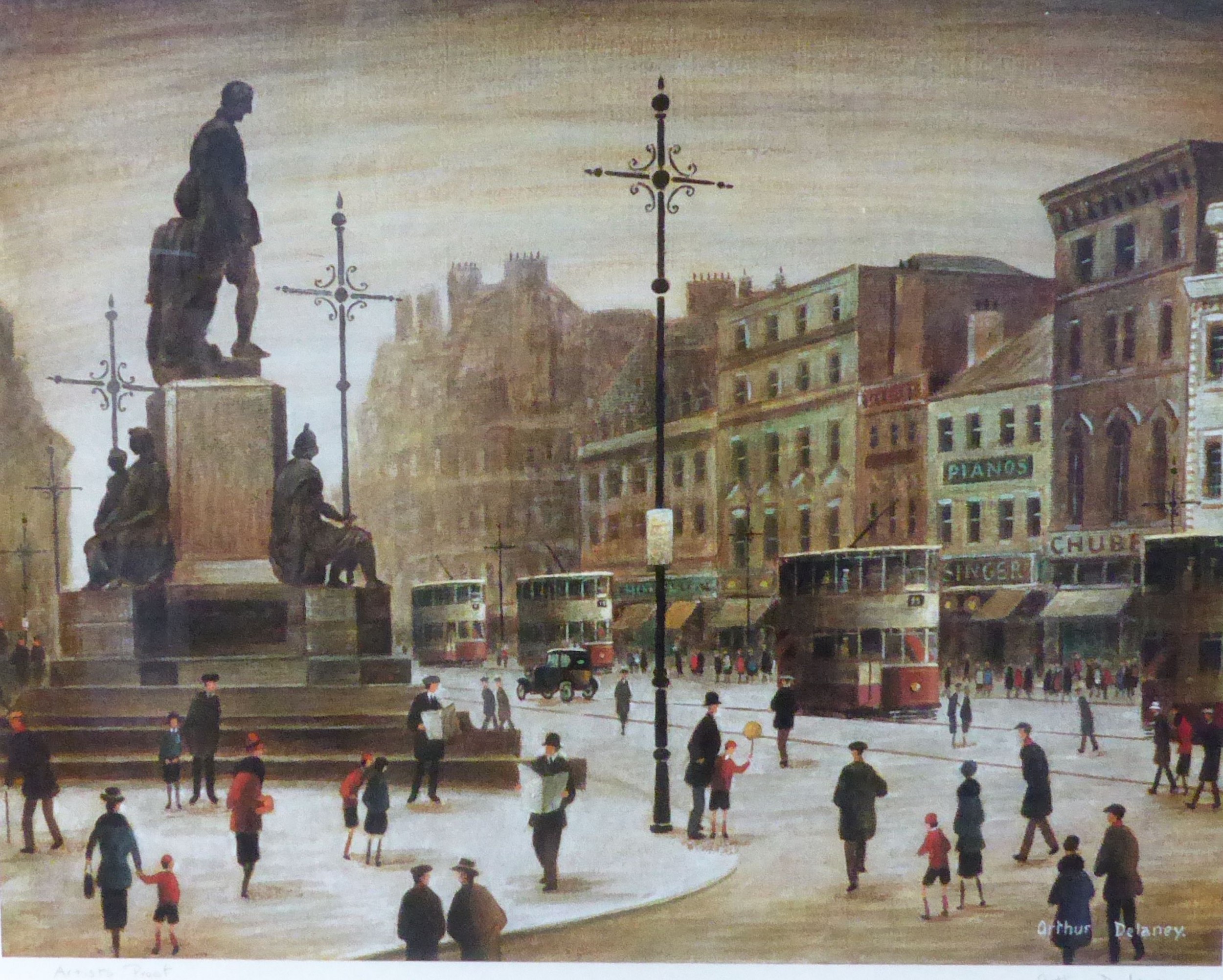 ARTHUR DELANEY ARTIST SIGNED ARTIST'S PROOF COLOUR PRINT Piccadilly, Manchester Signed in pencil