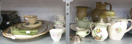 ASSORTED CHINAWARE including TWO PIECES OF HILSTONIA earthenware, VICTORIAN POTTERY MEAT DISH,