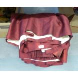 TWO PAIRS OF MAROON LINED AND INTERLINED CURTAINS (H 150cm x W 180cm) (H150cm x W 300cm)