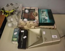 FOURTEEN TITLEAST, TOP FLIGHT AND OTHER GOLF BALLS, A PLASTIC PUTT RETURN AND OTHER GOLD RELATED