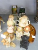 FIVE MODERN MABEL LUCY ATTWELL TYPE FIGURINES, AND SUNDRY OTHER ITEMS