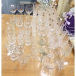 SET OF 12 FRENCH 'CRISTAL D' ARQUES' LEAD CRYSTAL CHAMPAGNE FLUTES, THREE 'LEFFE' ENAMELLED GERMAN