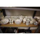 A 'DENMARK' PATTERN ENGLISH POTTERY AND DINNER SERVICE, TO INCLUDE; TEAPOT, MILK JUG, SUGAR BASIN,