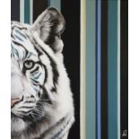 HAYLEY GOODHEAD (MODERN) OIL ON CANVAS 'Eye of the Tiger’ Signed, titled to gallery label verso