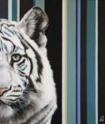 HAYLEY GOODHEAD (MODERN) OIL ON CANVAS 'Eye of the Tiger’ Signed, titled to gallery label verso