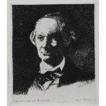 EDOUARD MANET (1832-1883) ETCHING Shoulder length portrait of Charles Baudelaire Signed in the plate