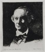 EDOUARD MANET (1832-1883) ETCHING Shoulder length portrait of Charles Baudelaire Signed in the plate