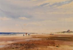 JOHN BARRIE HASTE (1931-2011) WATERCOLOUR ‘Walk by the Coast’ Signed, titled to gallery label