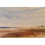 JOHN BARRIE HASTE (1931-2011) WATERCOLOUR ‘Walk by the Coast’ Signed, titled to gallery label