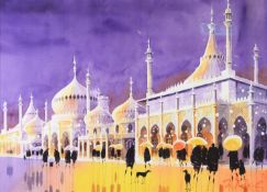 PETER J RODGERS (MODERN) WATERCOLOUR ‘Domes and Pinnacles, Brighton’ Signed, titled to gallery label