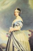 AFTER FRANZ XAVER WINTERHALTER PAIR OF MODERN REPRODUCTION OIL PAINTINGS ON CANVAS Portraits of