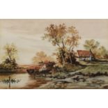 UNATTRIBUTED (LATE NINETEENTH/ EARLY TWENTIETH CENTURY) PAIR OF WATERCOLOURS Riverscape with ferry