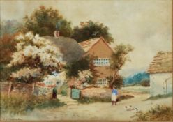 F H TYNDALE (Early Twentieth Century) PAIR OF WATERCOLOURS Rural scenes with thatched cottages