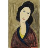AFTER OR STYLE OF AMEDEO MODIGLIANI BY S MORRIS WATERCOLOUR Bust length female portrait Signed