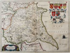 ANTIQUE HAD COLOURED MAP OF ‘THE EAST RIDING OF YORKSHIRE’ BY J BLAEU’S FROM THEATRUM ORBIS TERRARUM