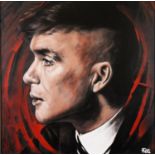 PETE HUMPHREYS (MODERN) OIL ON CANVAS Tommy II’, Thomas Shelby from Peaky Blinders Signed, titled to