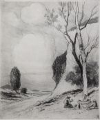 ATTRIBUTED TO PIERRE ADOLPHE VALETTE (Fr. 1876-1942) DRYPOINT ETCHING 'The Picnic' unsigned 6" x