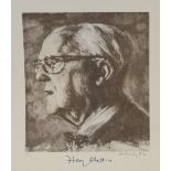 HAROLD RILEY (b. 1934) ARTIST SIGNED LIMITED EDITION MONOCHROME PRINT Portrait Harry Platt Signed by