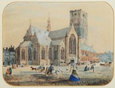 WILLIAM WYLD (1806-1889) WATERCOLOUR Saint Laurens Cathedral, Rotterdam Signed and indistinctly