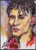 ADRIAN JOHNSON (Twentieth Century) MIXED MEDIA Portrait study of a young man Signed with