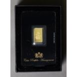 ST GEORGE & THE DRAGON FINE GOLD (999.99/1000) INGOT, 8.9mm x 14.7mm, 2.5gms, limited edition of