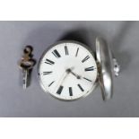 WILLIAM IV SILVER PAIR CASED POCKET WATCH with verg movement No 2093, white roman dial, plain silver