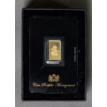 ST GEORGE & THE DRAGON FINE GOLD (999.99/1000) INGOT, 8.9mm x 14.7mm, 2.5gms, limited edition of