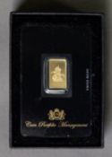 ST GEORGE & THE DRAGON FINE GOLD (999.99/1000) INGOT, 8.9mm x 14.7mm, 2.5gms, limited edition of