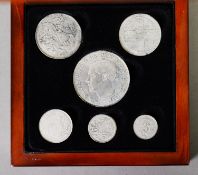 GEORGE VI 1936 PROOF SILVER CORONATION SET OF SIX COINS, 3d, 6d, shilling, two shillings, half crown
