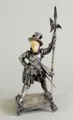EDWARD VII SILVER AND IVORY FIGURE OF A HALBERDIER BY B NERESHEIMER & SOHNES, modelled standing,