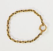 VICTORIAN GOLD COLOURED METAL BELCHER CHAIN BRACELET with large clasp, 8in (20.5cm) long, 6.9gms (
