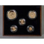 ROYAL MINT ELIZABETH II 2011 LIMITED EDITION ‘GOLD PROOF SOVEREIGN FIVE-COIN COLLECTION’, viz £5