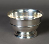 GEORGE VI SILVER PEDESTAL DISH BY EDWARD VINER, with moulded girdle and moulded foot, 2 ½” (6.3cm)