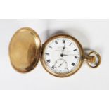 THOMAS RUSSELL & SON, LIVERPOOL, ROLLED GOLD FULL HUNTER POCKET WATCH with keyless 10 jewels Swiss