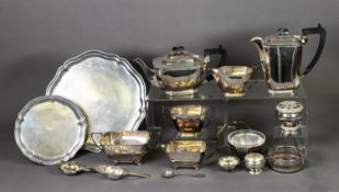 SMALL, MIXED LOT OF ELECTROPLATE, to include: FOUR PIECE TEA SET, SIMILAR SUGAR AND CREAM SETS,
