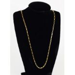 9ct GOLD NECKLACE, with plain oblong box links, ring clasp, 27 1/2in (69.8cm) long, 7gms