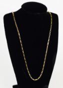 9ct GOLD NECKLACE, with plain oblong box links, ring clasp, 27 1/2in (69.8cm) long, 7gms