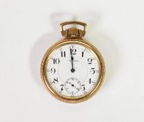 WALTHAM DRESS POCKET WATCH with keyless 19 jewels movement, with white two-part arabic dial, with