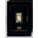 ST GEORGE & THE DRAGON FINE GOLD (999.99/1000) INGOT, 8.9mm x 14.7mm, 2.5gms, limited edition of