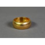 22ct GOLD BROAD WEDDING RING, London 1965, 11gms, ring size M/N
